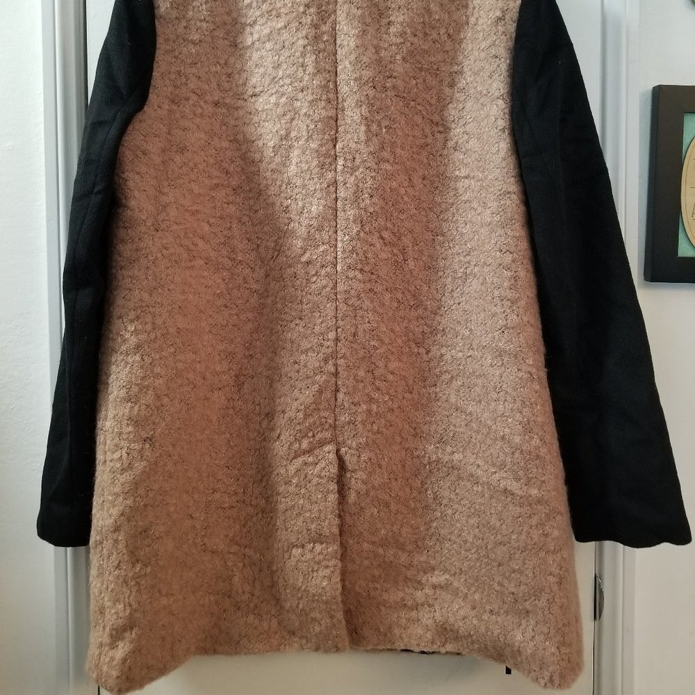 Wool Mix Color Block Zip Up Coat With Zipper Deta… - image 4